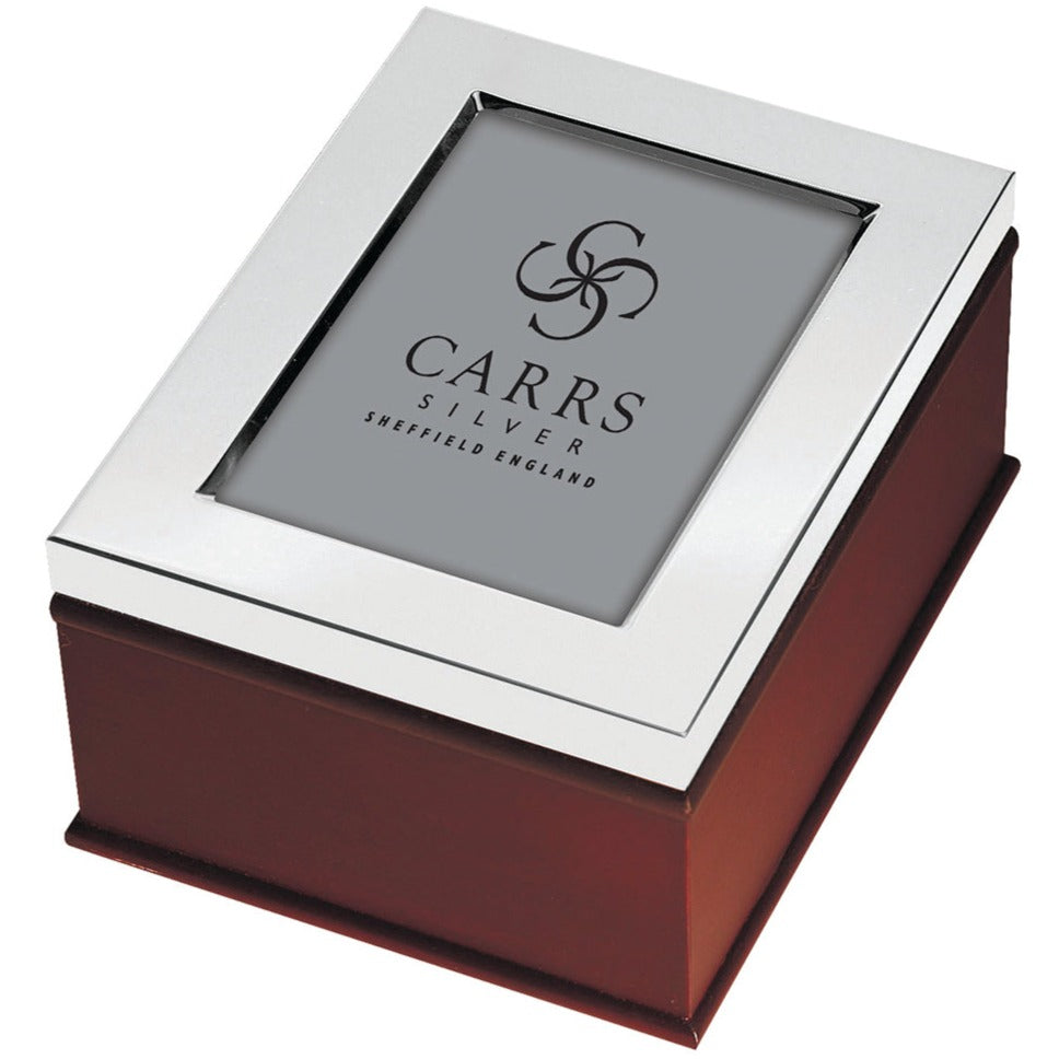 Carrs Wooden Keepsake Box with Sterling Silver Frame Lid
