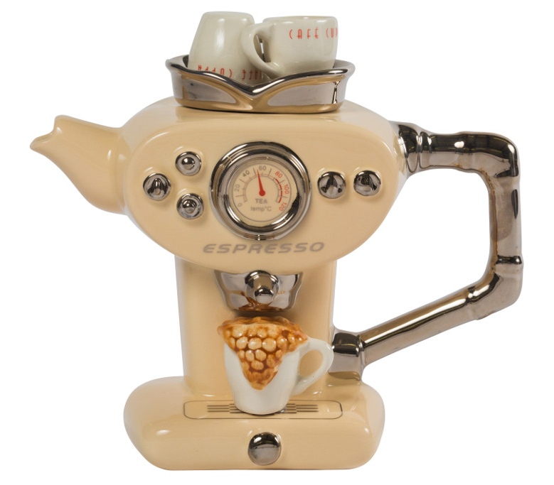 Ceramic Inspirations Cream Espresso One Cup Teapot