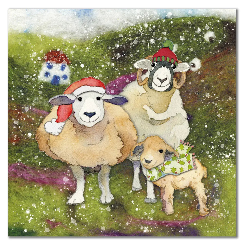 Emma Ball Felted Sheep Christmas Cards Pack 6