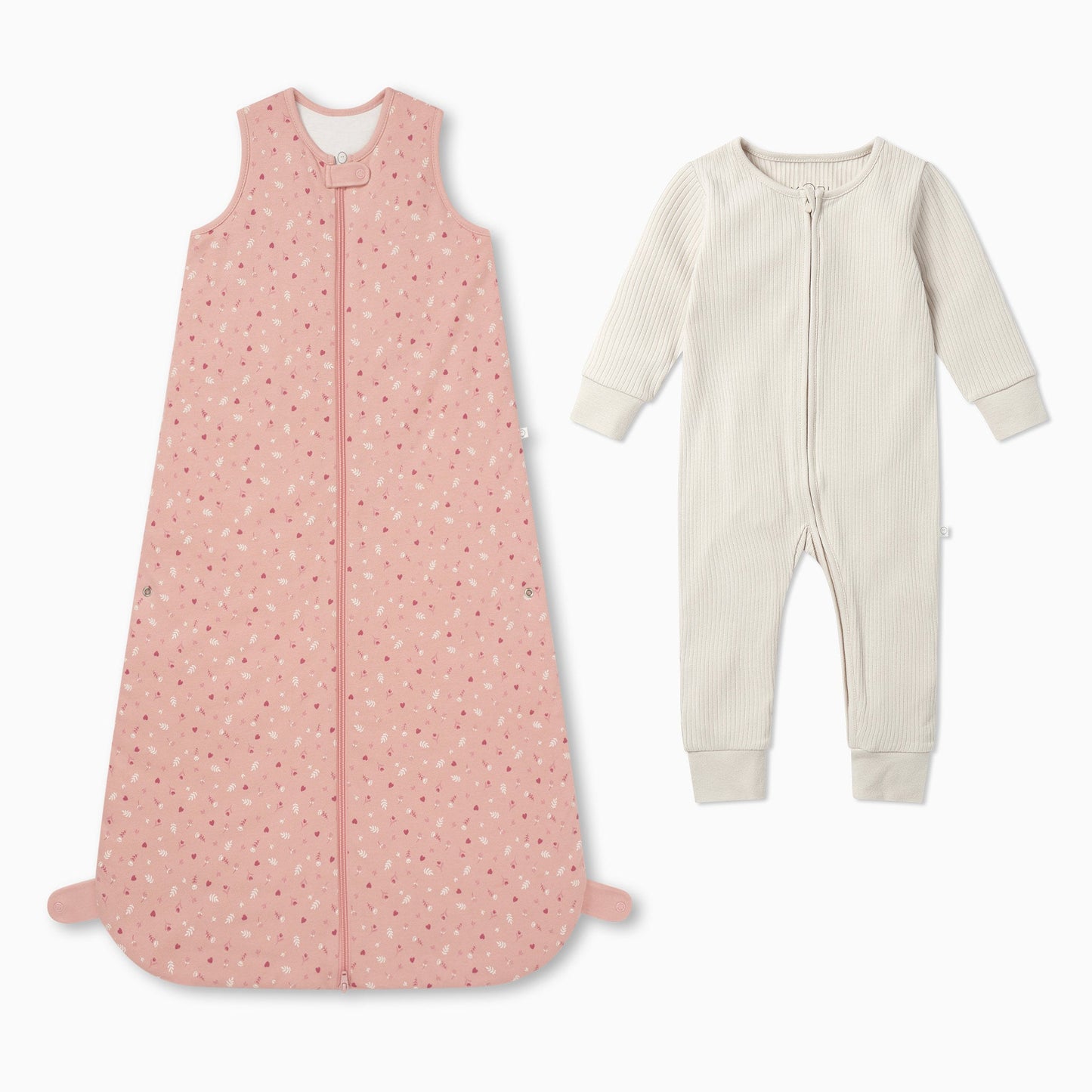 Floral & Plain Front Opening Bedtime Set 1.5 TOG