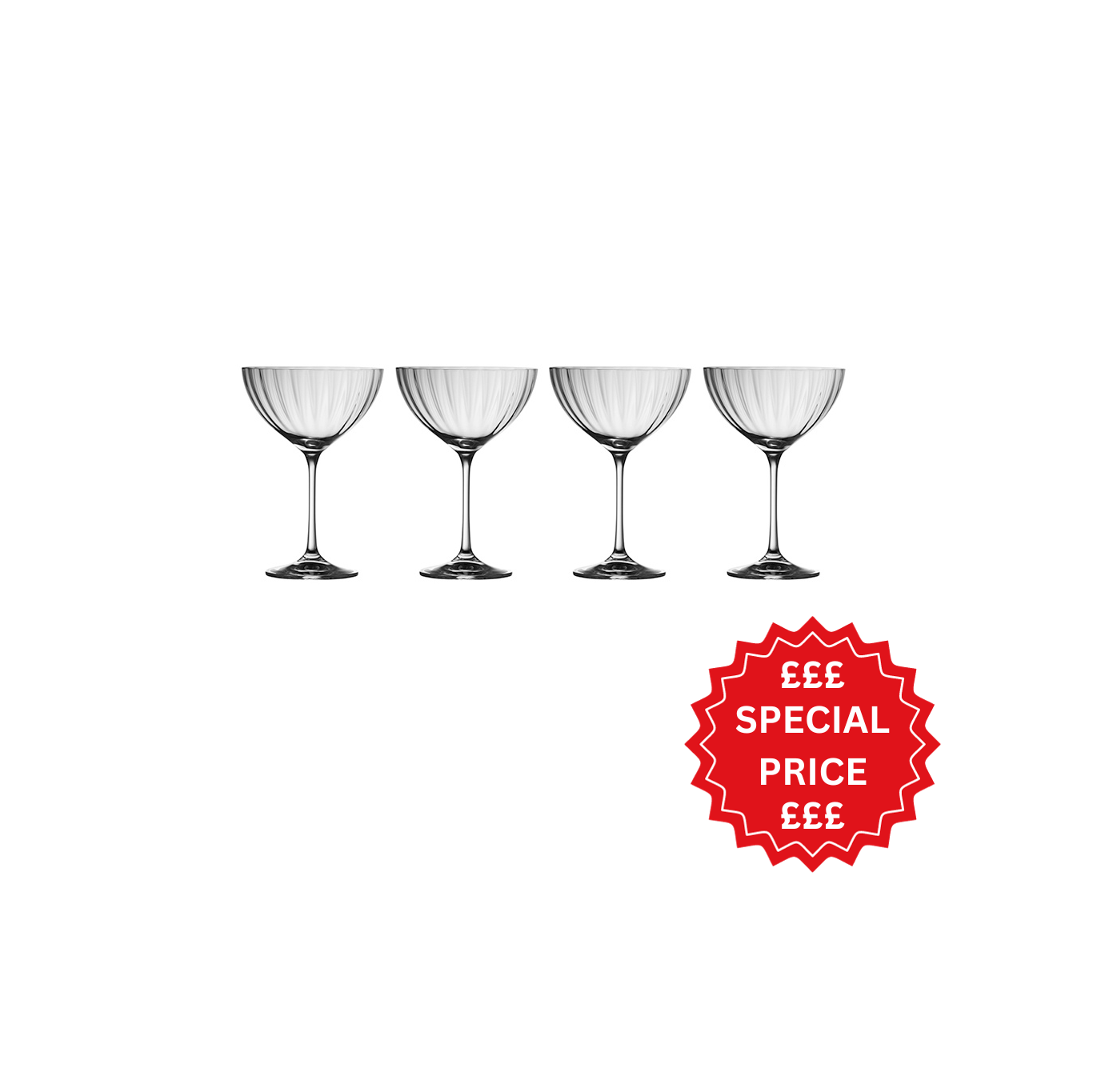 Galway Crystal Erne Saucer Champagne Set of 4