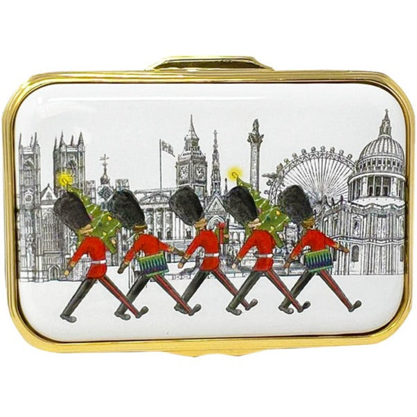 Halcyon Days Foot Guards at Christmas Enamel Box