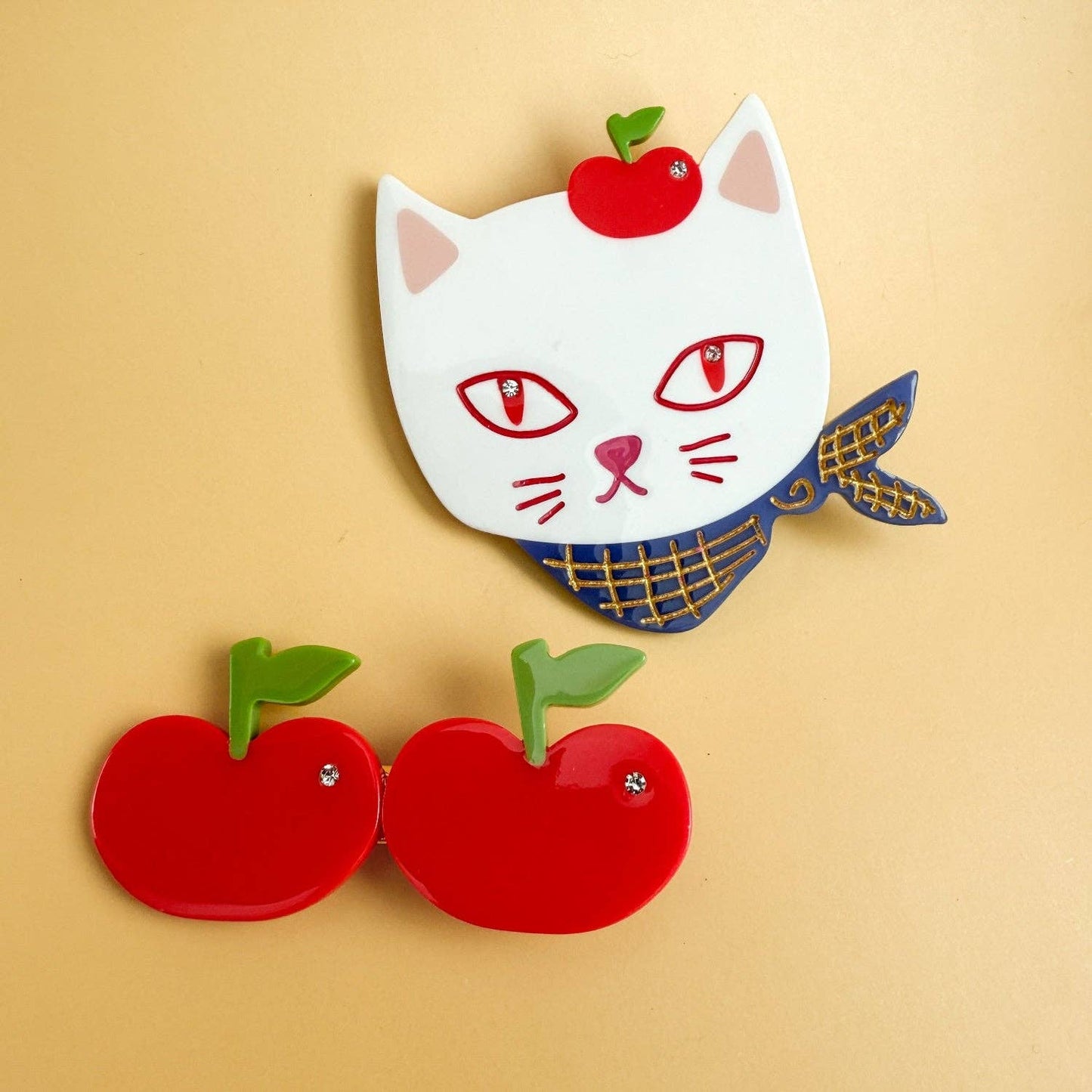 Apples Kitty Cat Alligator Hair Clip