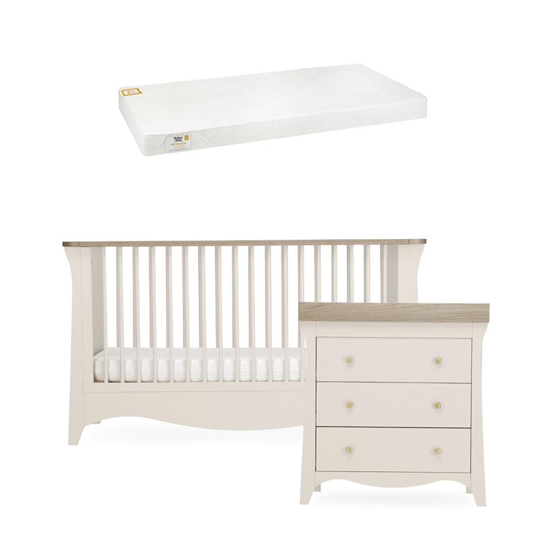 CuddleCo Clara 2 Piece Set 3-Drawer Dresser + Cot Bed - Cashmere