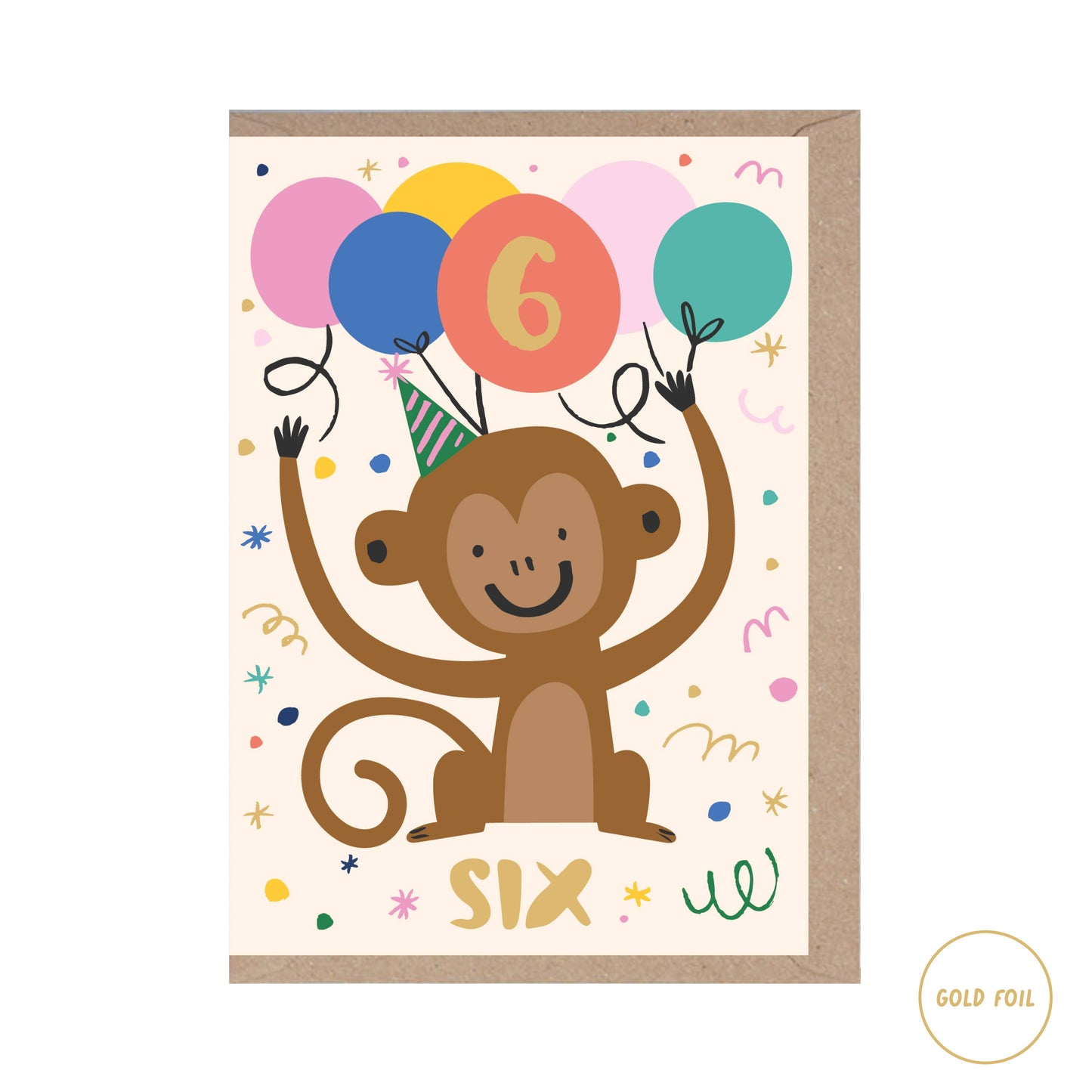 Age 6 - Monkey card - six