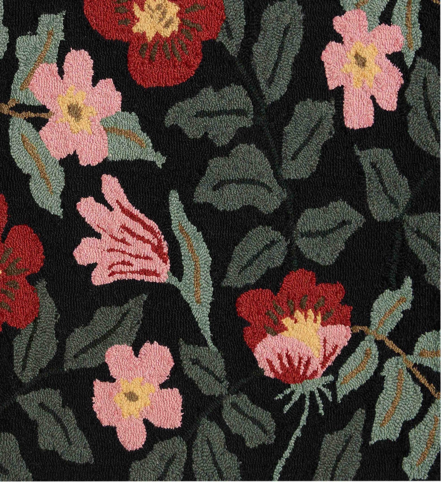 Minnie Primrose Wool-Hooked Rug - Black Multi