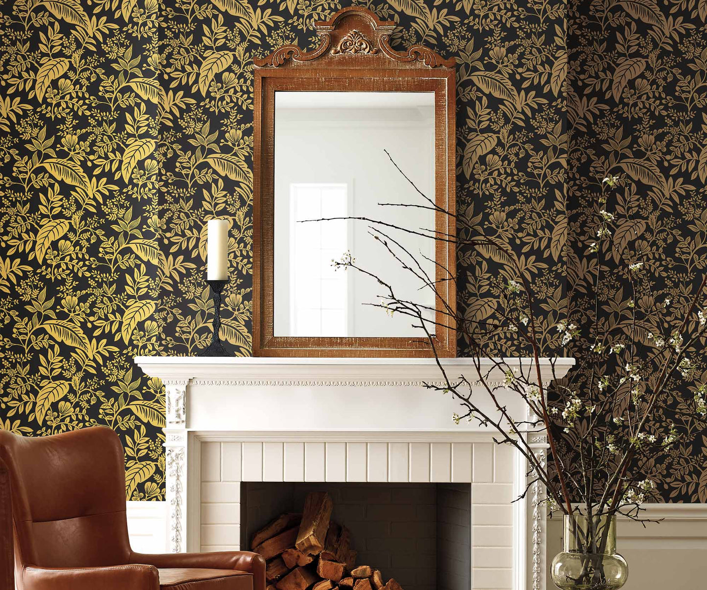 Canopy Wallpaper Sample - Metallic Gold & Black