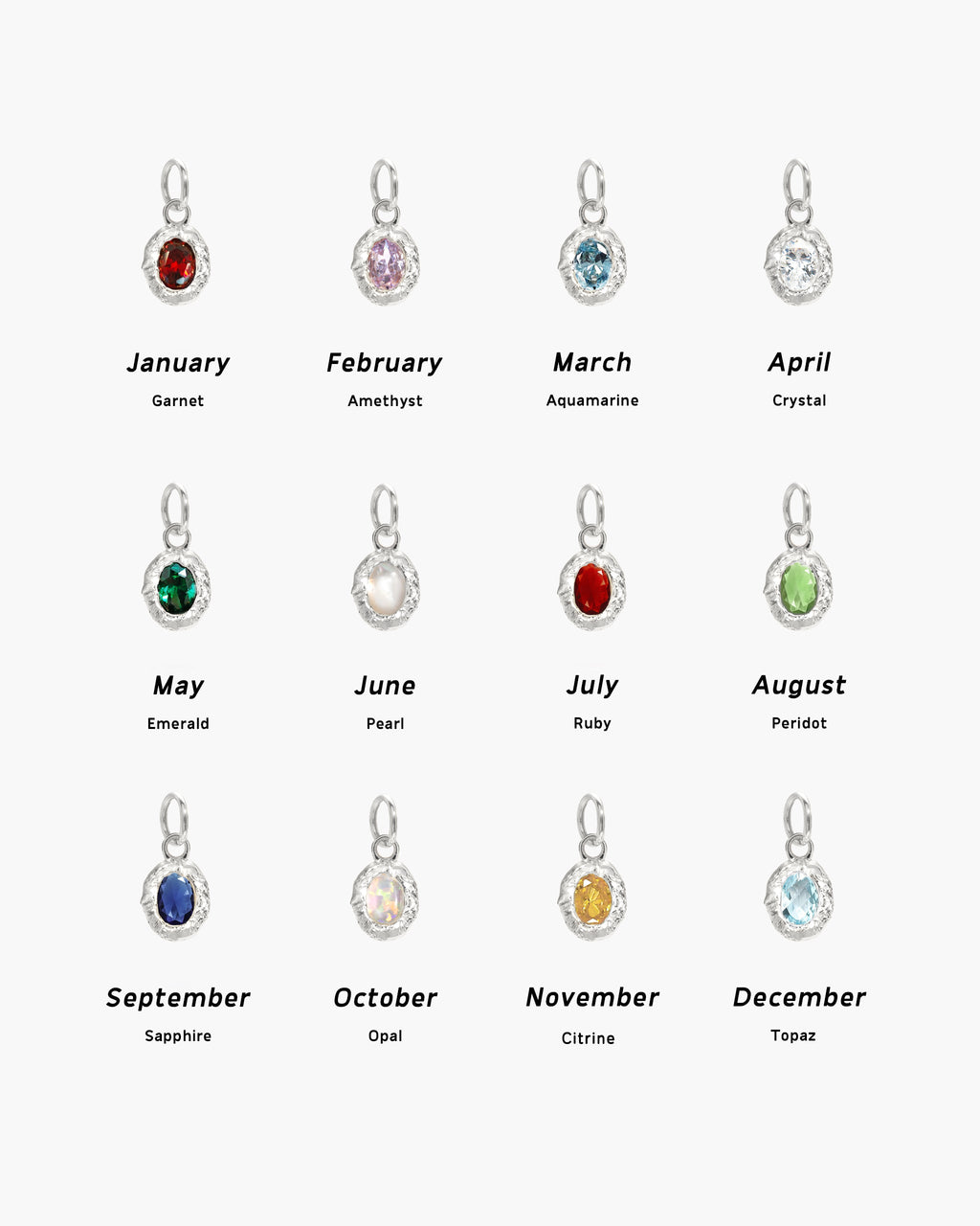 Birthstone Charm in Silver