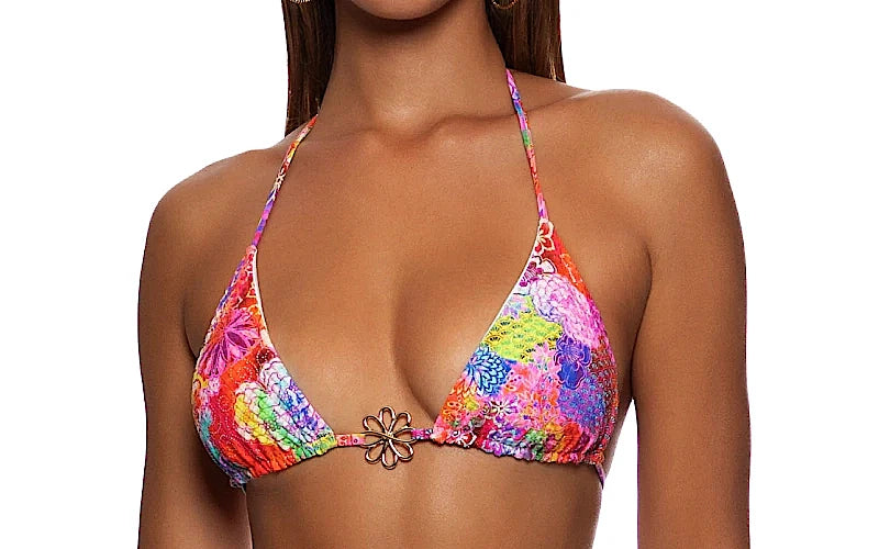 Triangle-Seamless Ruched Back Tie Side Bikini