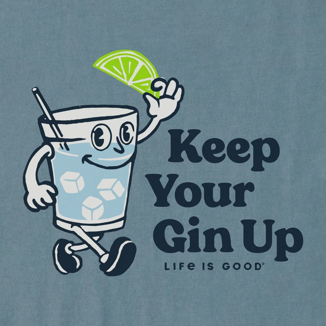 LIFE IS GOOD - MENS CRUSHER LITE TEE | Keep Your Gin UP Slate Blue