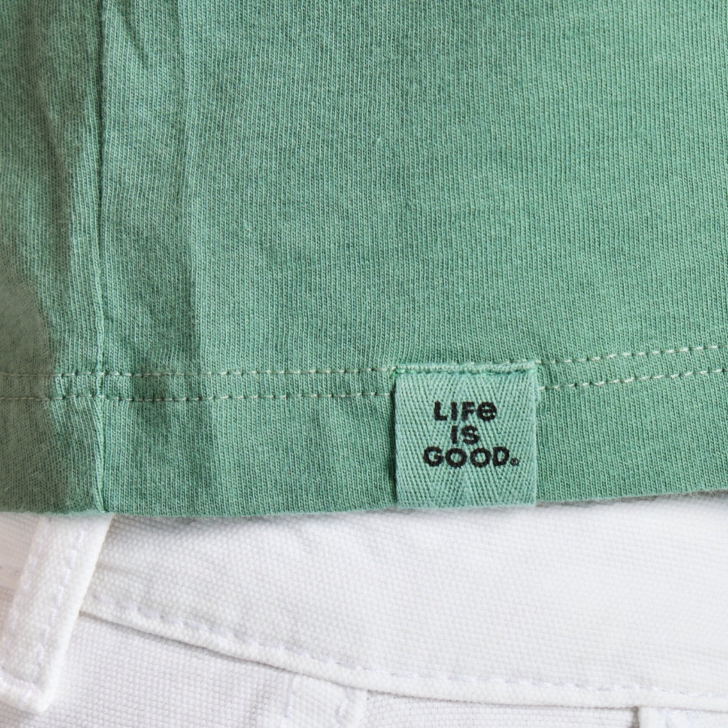 LIFE IS GOOD - WOMENS CRUSHER LITE TEE | Happy Camper Granite Green