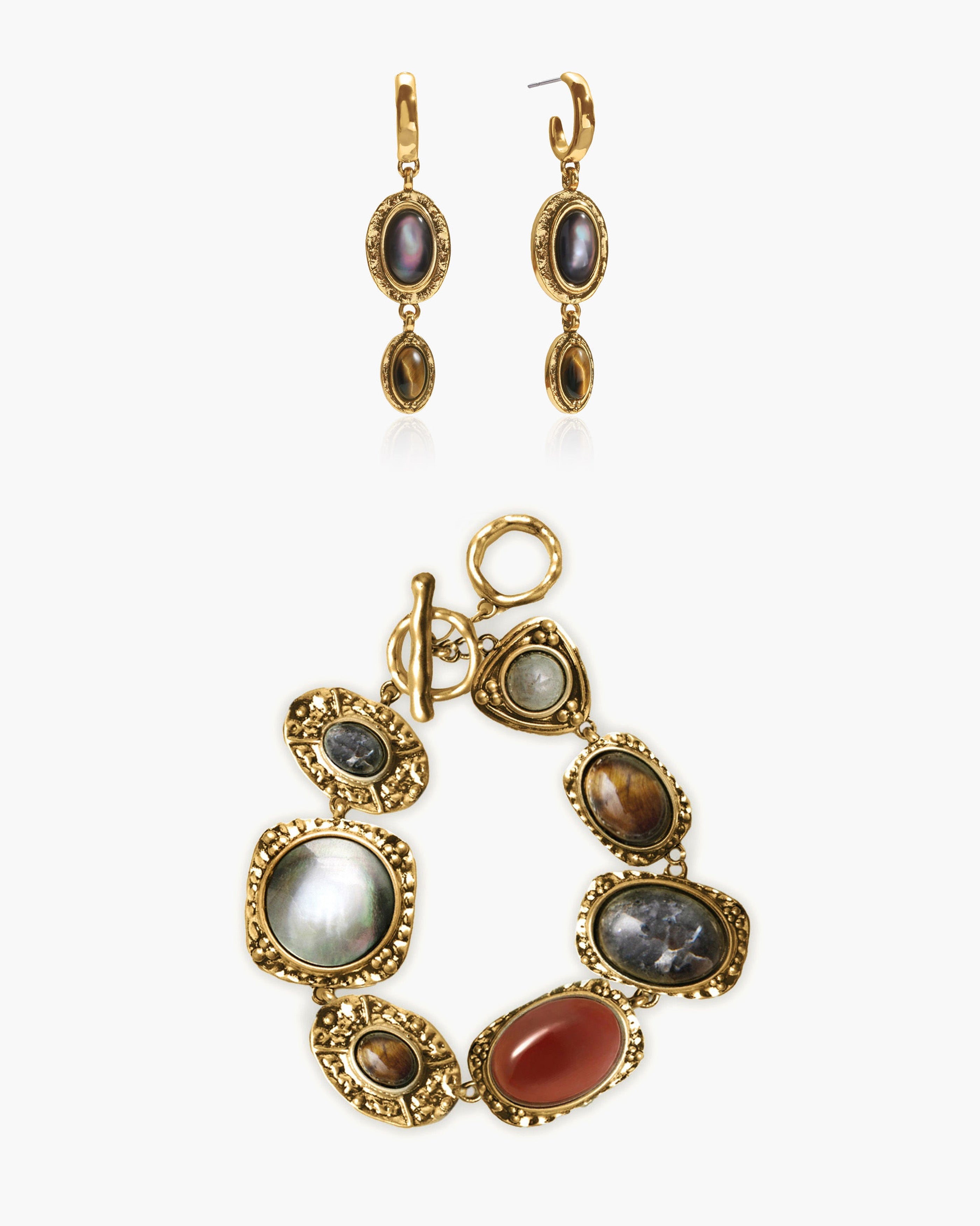 Athena Bracelet & Tiger's Gaze Earrings Set