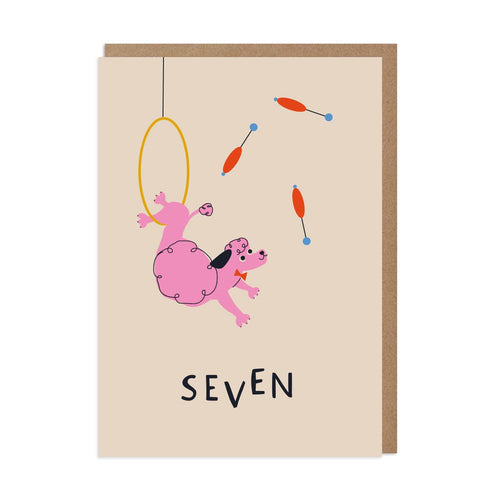7th Birthday Card – Poodle Acrobat