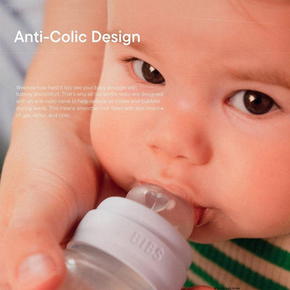 BIBS 2 Pack Slow Flow Glass Baby Bottle Round Latex - 120ml - Ivory