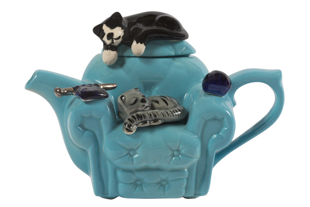 Ceramic Inspirations Cat Armchair Blue 1 Cup Teapot