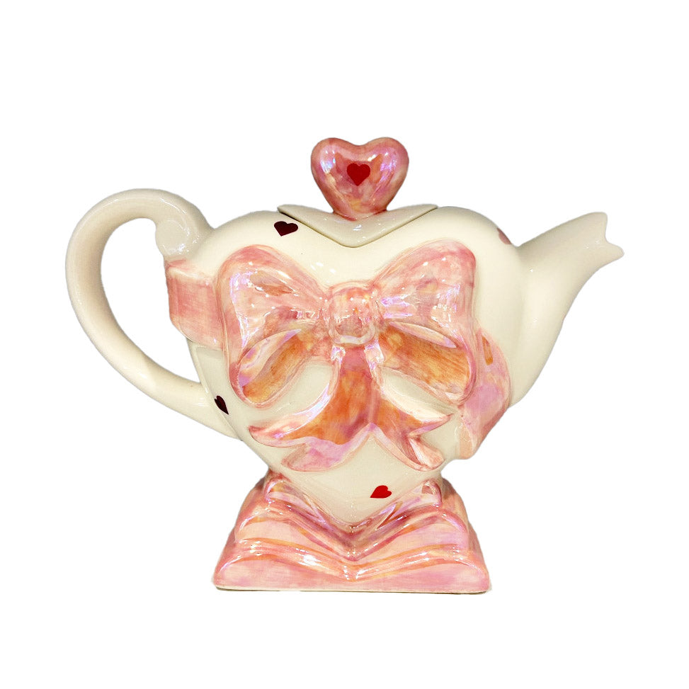 Ceramic Inspirations Heart 'Yours Forever' Teapot - White, Pink