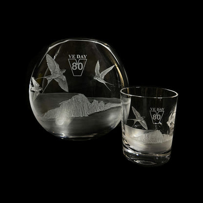 Dartington VE Day 80th White Cliffs Of Dover Tumbler - Hand Etched