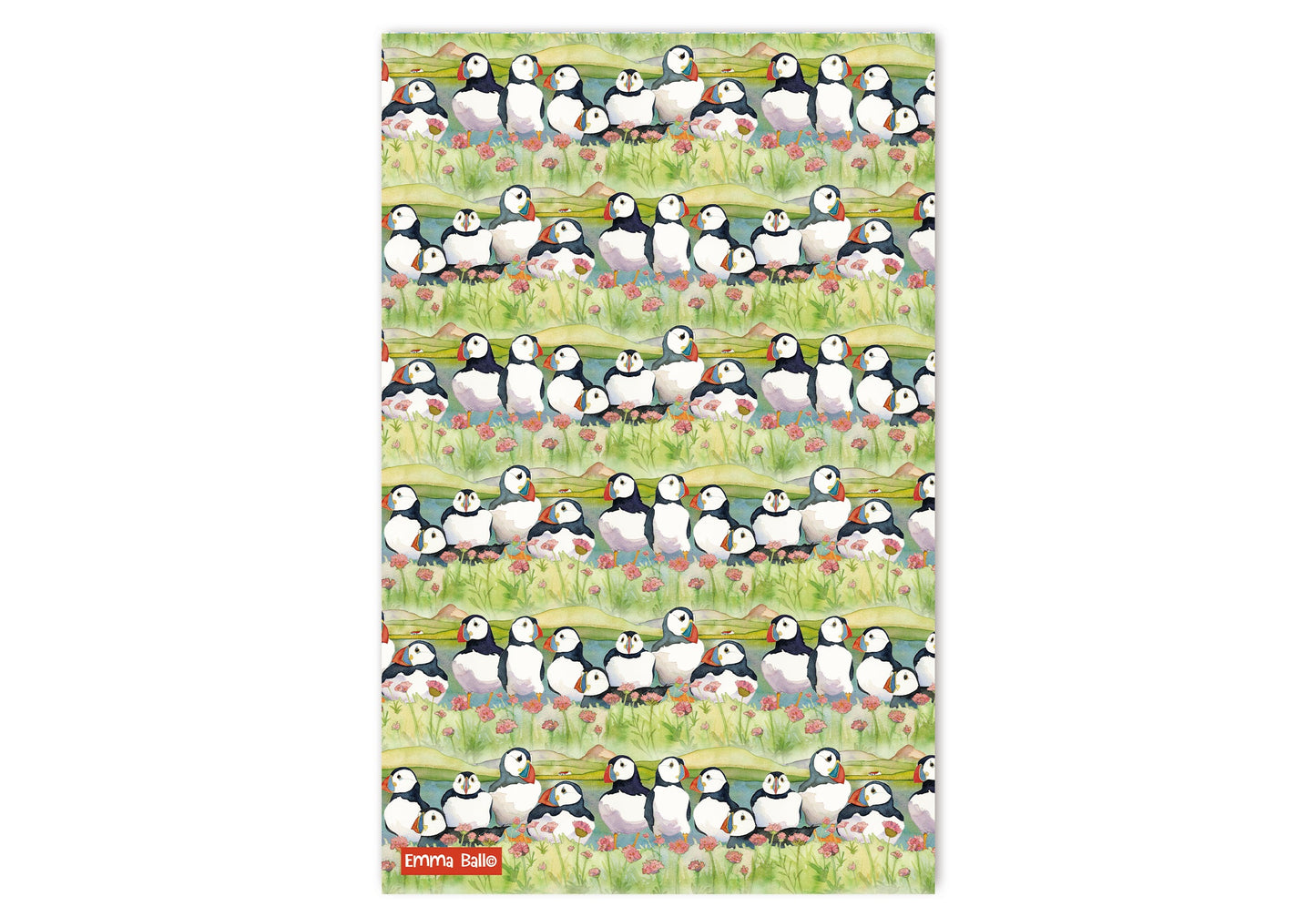 Emma Ball Sea Thrift Puffin & Diving Puffin Tea Towel Pair