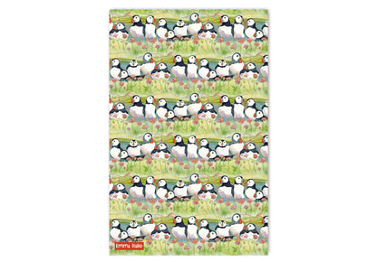 Emma Ball Sea Thrift Puffin & Diving Puffin Tea Towel Pair