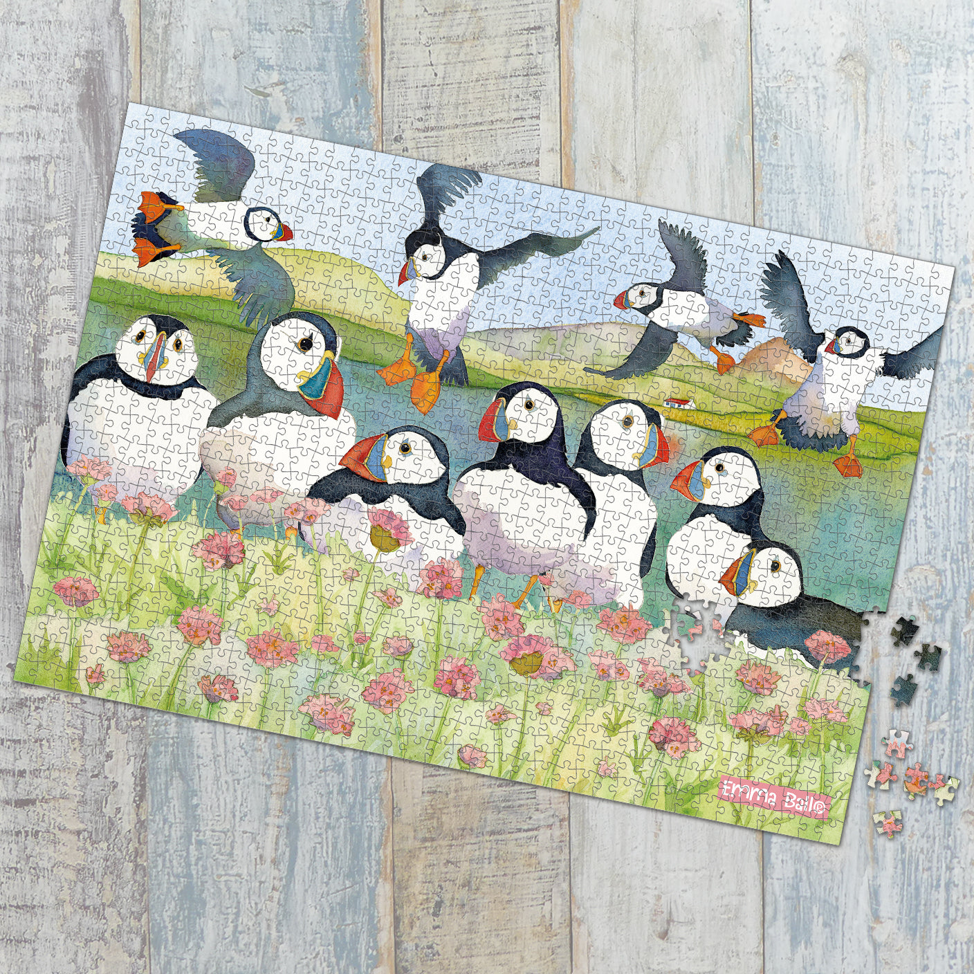 Emma Ball Sea Thrift Puffins 1000 Piece Jigsaw