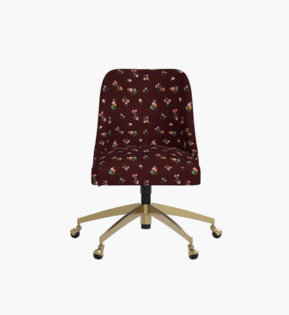 Oxford Desk Chair - Ditsy Dahlia Burgundy