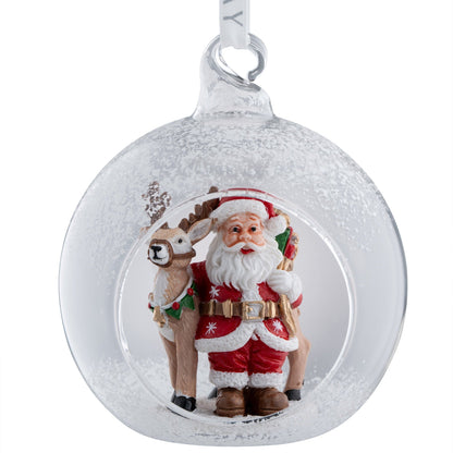 Galway Santa & Reindeer Hanging Bauble Ornament