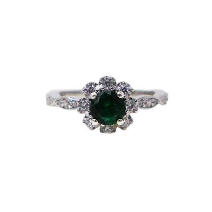 Goviers Emerald Petal Silver Ring