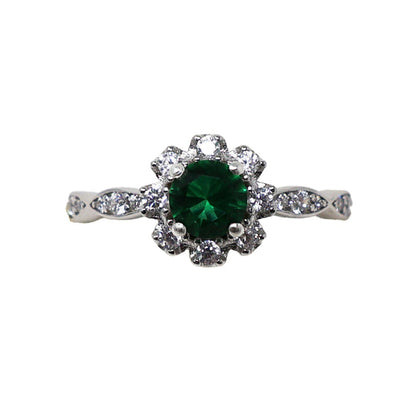 Goviers Emerald Petal Silver Ring