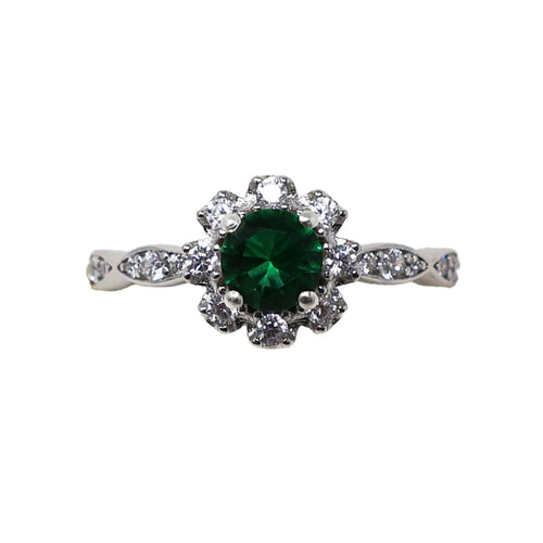 Goviers Emerald Petal Silver Ring
