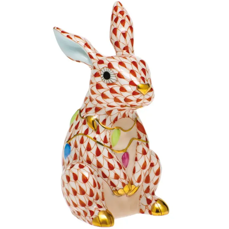 Herend Bunny with Christmas Lights | VH - 1 IN STOCK NOW