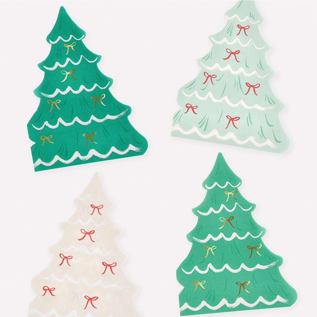 Christmas Tree With Bows Napkins (x16)
