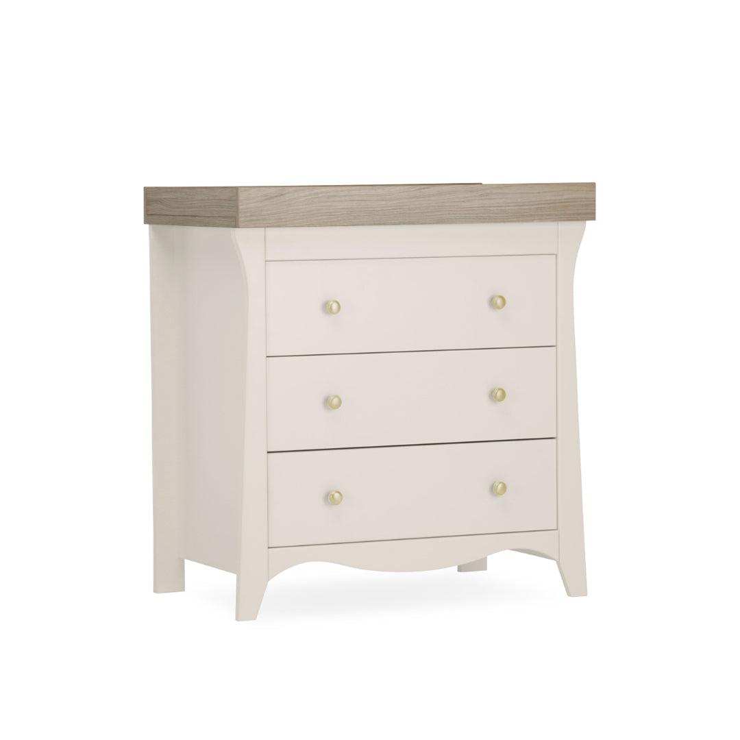 CuddleCo Clara 3 Piece Set Drawer Dresser Cot Bed + Wardrobe - Cashmere