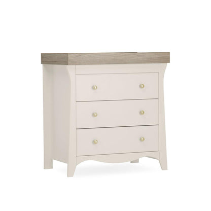 CuddleCo Clara 3 Piece Set Drawer Dresser Cot Bed + Wardrobe - Cashmere