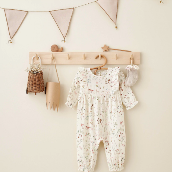 Owl Print Flutter Organic Muslin Baby Jumpsuit