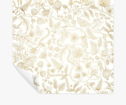 Aviary Peel & Stick Wallpaper - Metallic Gold & Cream