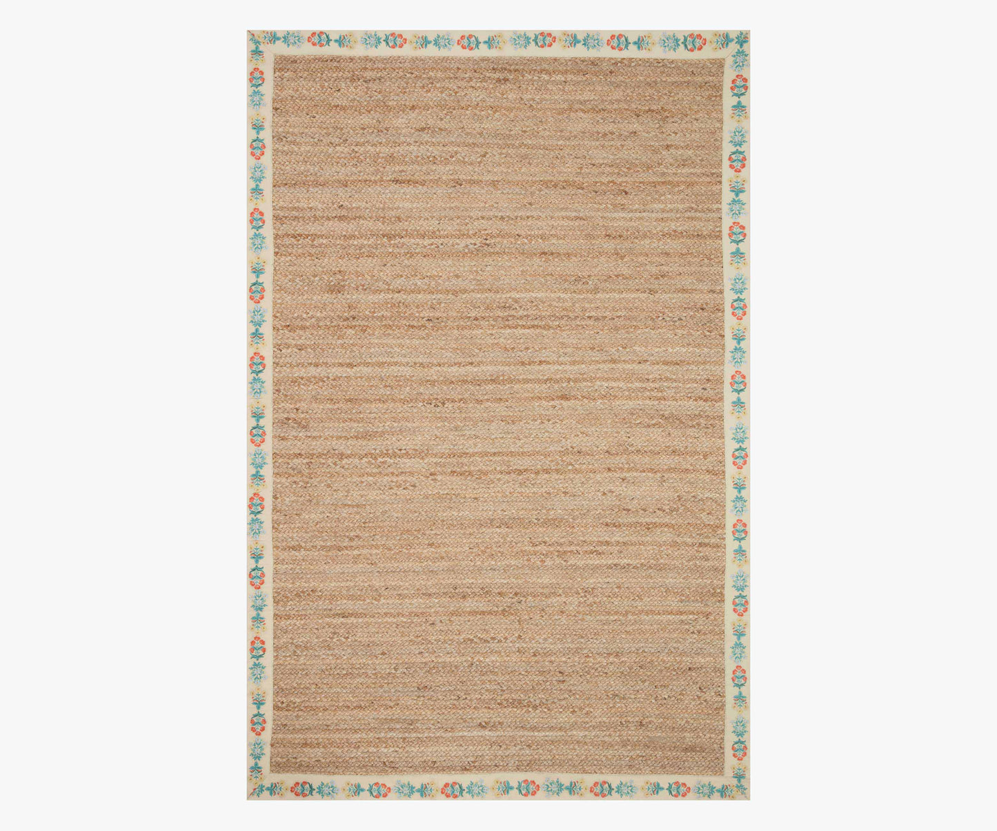 Costa Mughal Rose Jute Rug - Natural & Cream