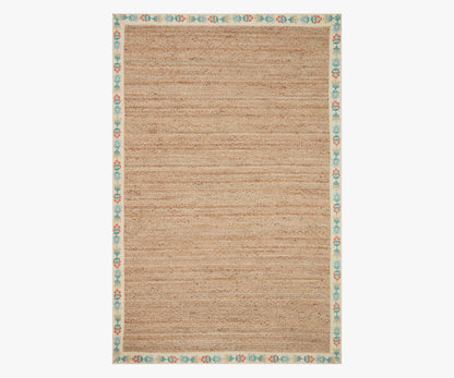 Costa Mughal Rose Jute Rug - Natural & Cream