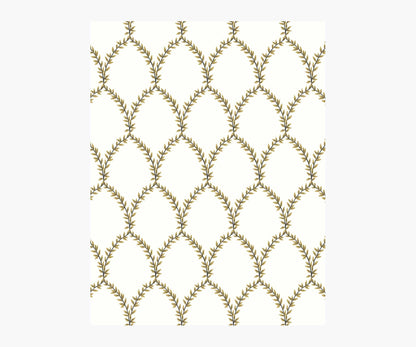 Laurel Wallpaper Sample - Metallic Gold & White