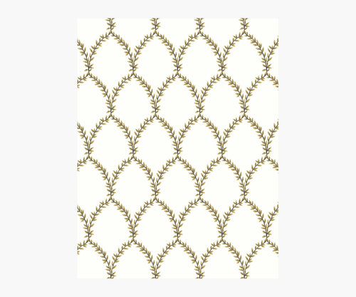 Laurel Wallpaper Sample - Metallic Gold & White