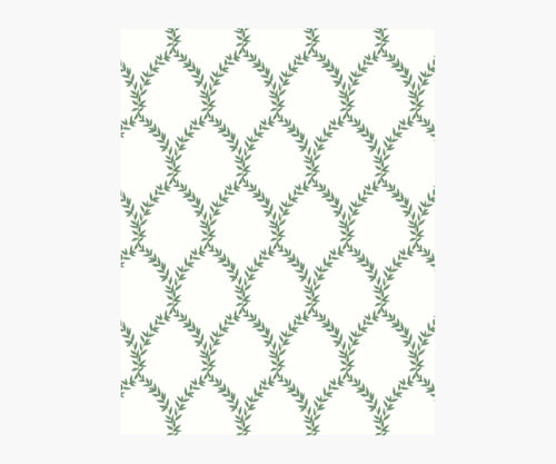 Laurel Wallpaper Sample - Green & White