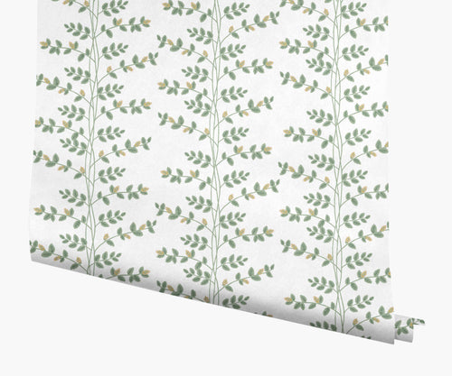 Climbing Vines Wallpaper - White & Metallic Gold