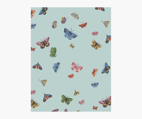 Butterfly House Wallpaper Sample - Light Blue